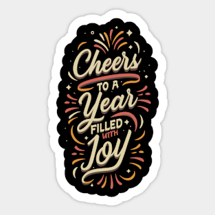 "Cheers to a Year Filled with Joy" Sticker